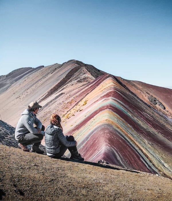 A break with a view of Rainbow Mountain
