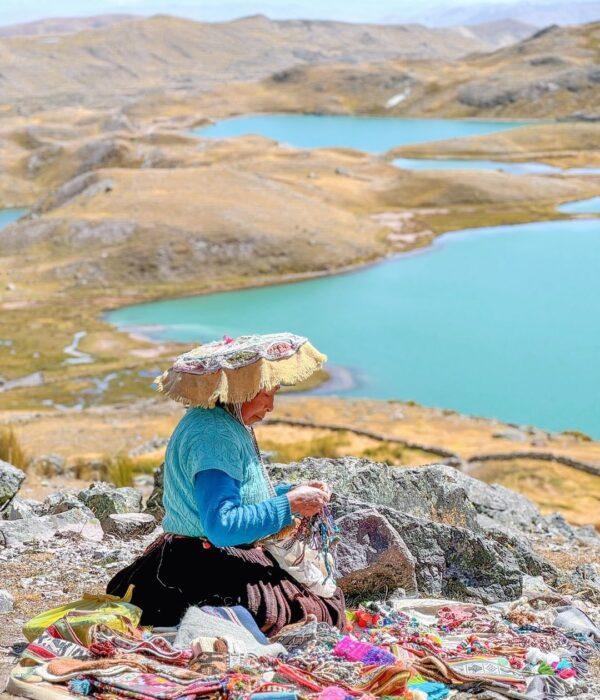 Andean woman selling handicrafts