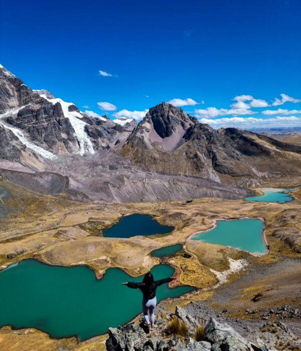 Panoramic view of the 7 Ausangate lagoons