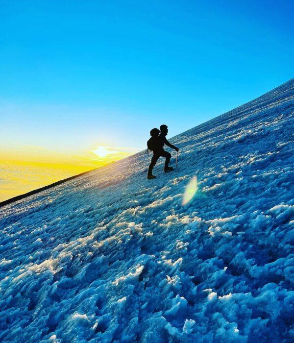 Climbing Jampa Peak at sunrise